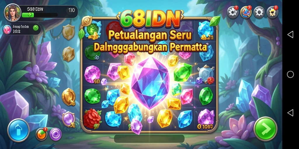 Screenshot gameplay 68IDN yang menunjukkan aksi seru menggabungkan permata.