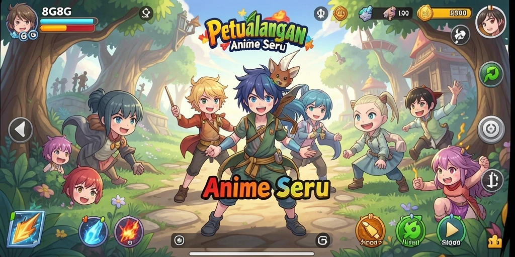 Tampilan gameplay seru dalam dunia anime yang menakjubkan.