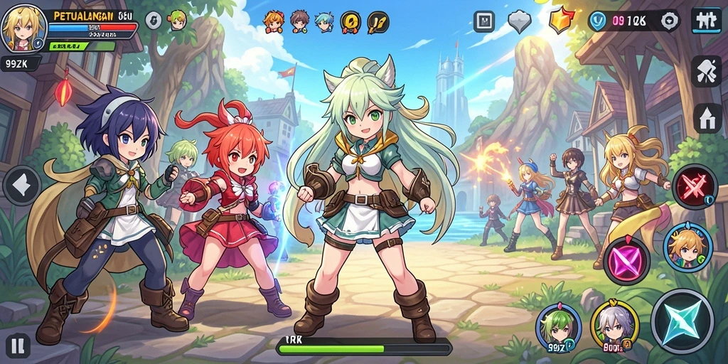 Tampilan gameplay menarik dari 99ZK dengan berbagai karakter Anime.