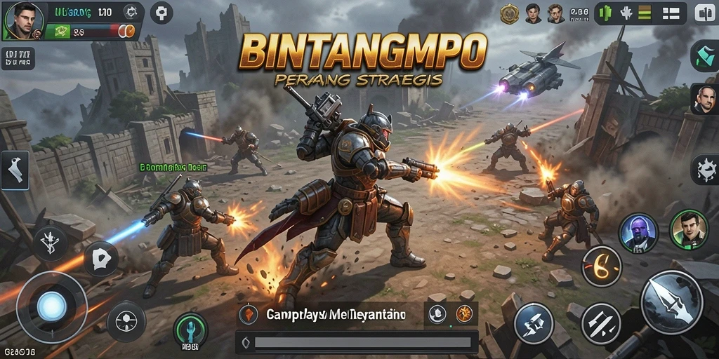 Tampilan gameplay BINTANGMPO yang seru saat beraksi di medan perang.