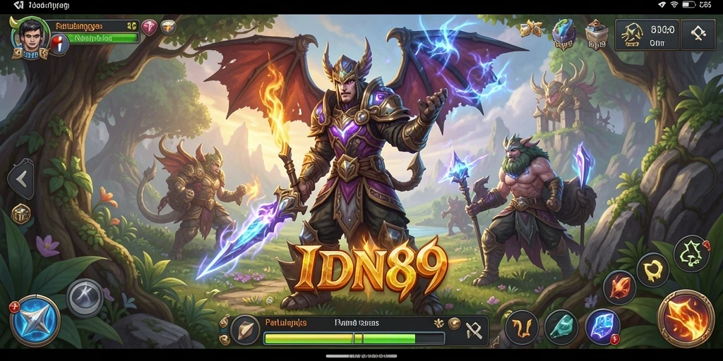 Tampilan gameplay memikat dari IDN89 yang menggambarkan pertarungan RPG.