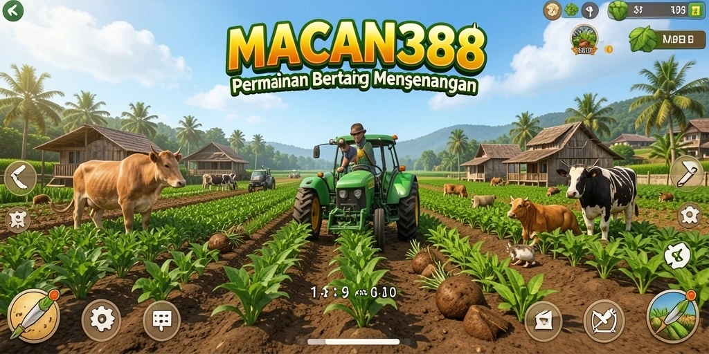 Tangkapan layar utama dari gameplay bertani yang seru di MACAN388.