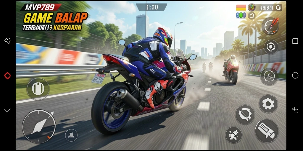 Tangkapan layar menampilkan aksi seru balap motor di MVP789.