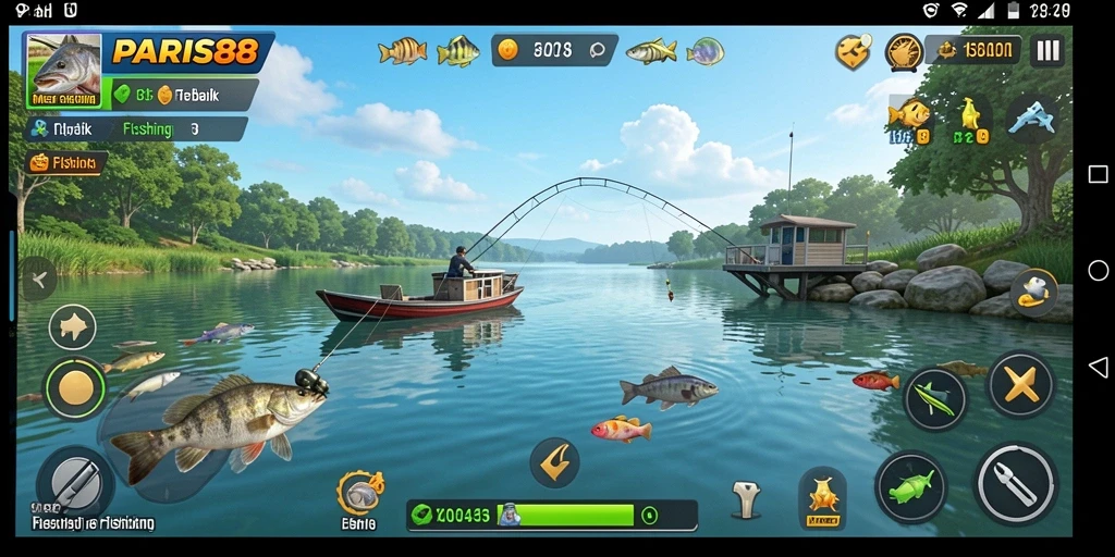 Tampilan dalam permainan PARIS88 dengan pengaturan memancing yang menakjubkan.