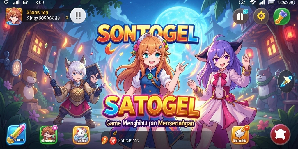 Screenshot gameplay SONTOGEL yang menampilkan aksi karakter anime.